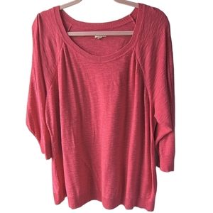 Sonoma Life + Style - Coral Pink Round neck Top - 3/4 Sleeves - Sz 3X